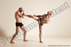 Underwear Martial art Man - Man White Moving poses Slim Short Blond Dynamic poses Academic